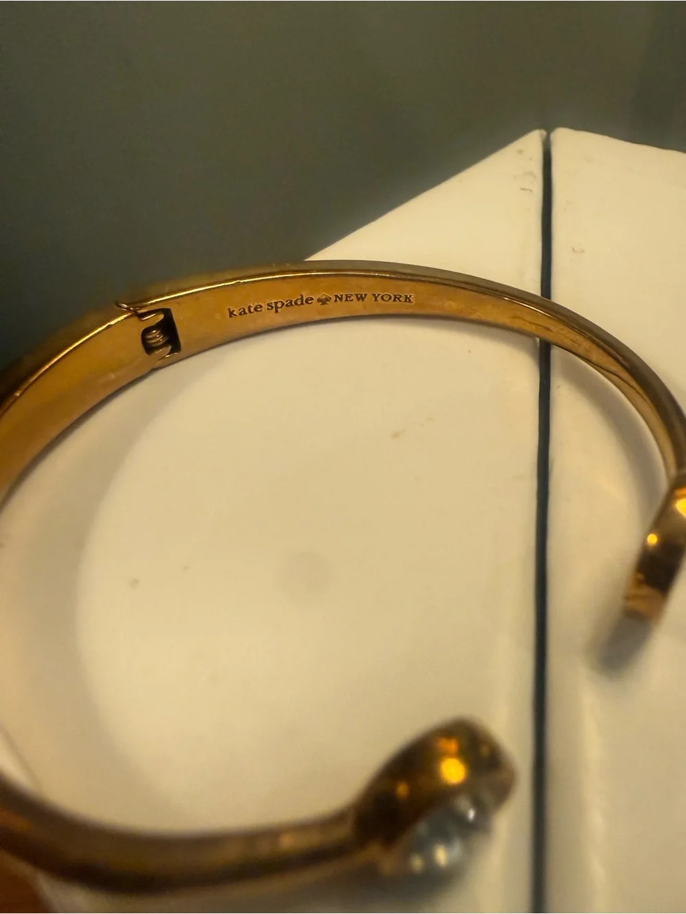 kate spade Spot the Spade Gold Open Spade and Crystal Cuff Hinge Bracelet